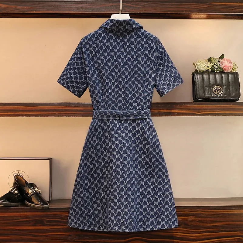 Print Single-breasted Denim Dress
