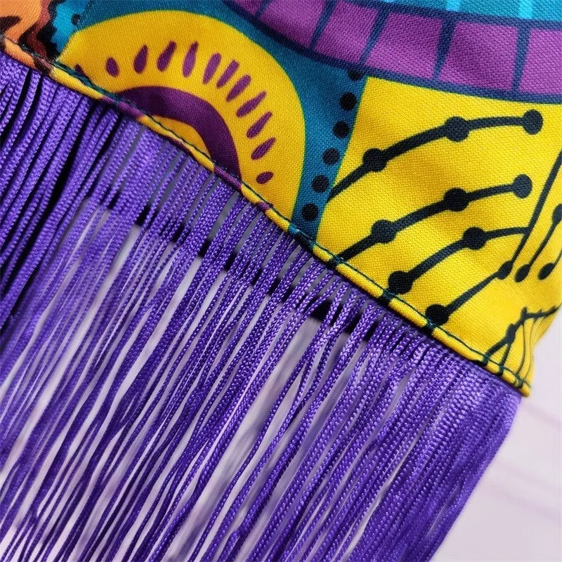 Printed Fringe High-Waisted Bodycon Skirt