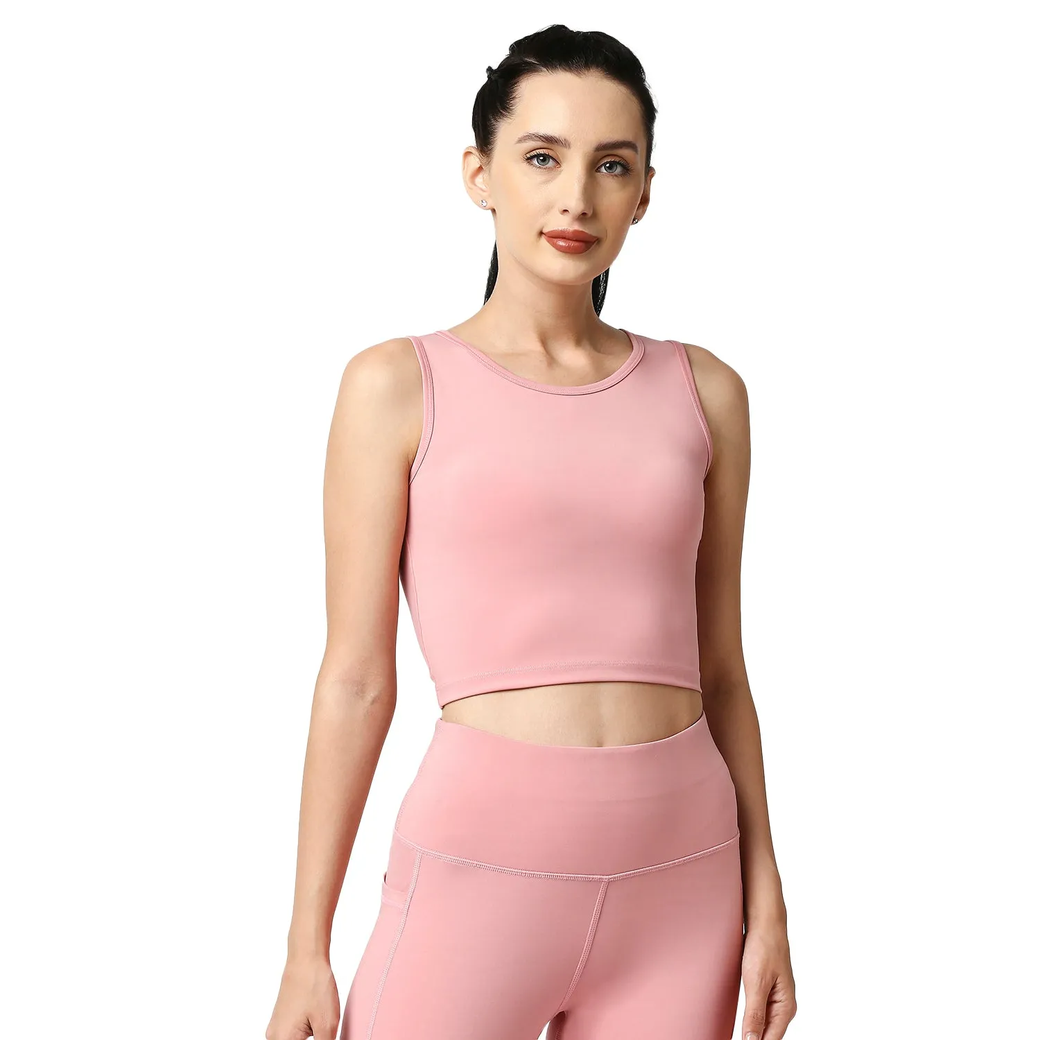 Quick-Dry Sleeveless Crop Top & High-Waist Legging Set