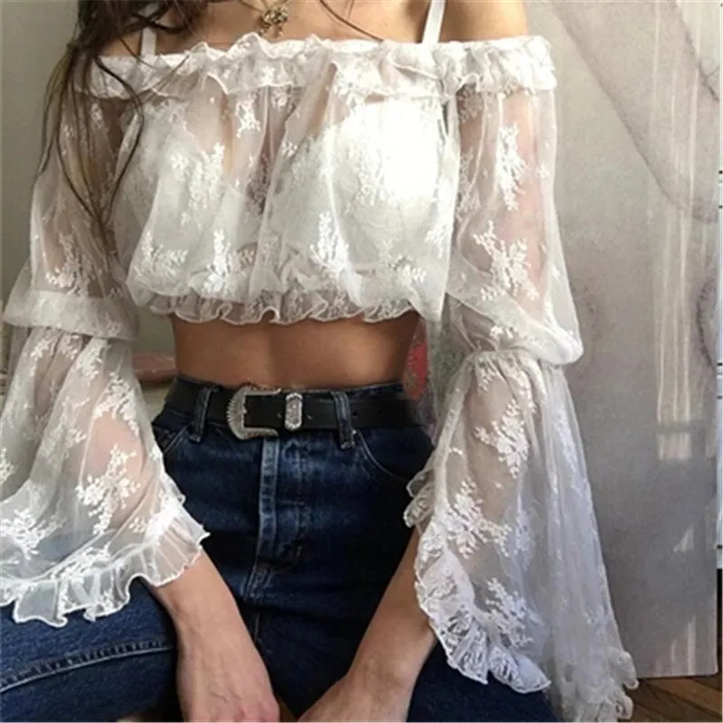"BLACK/WHITE LACE" SHIRT D072004