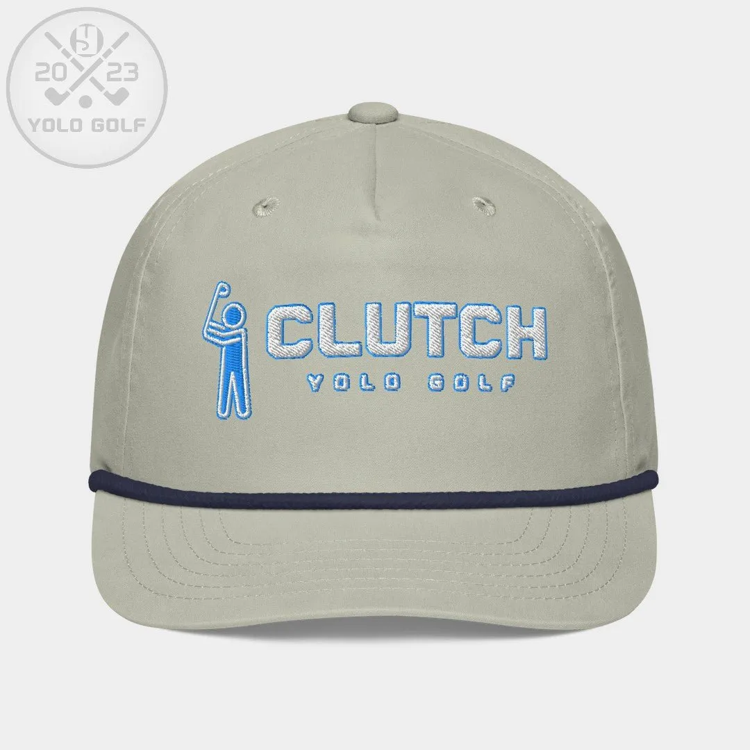 "Clutch" Golf Rope Cap (White Teal Embroidery)