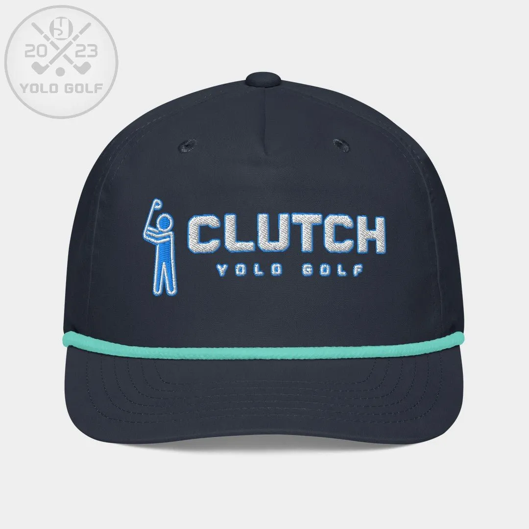 "Clutch" Golf Rope Cap (White Teal Embroidery)