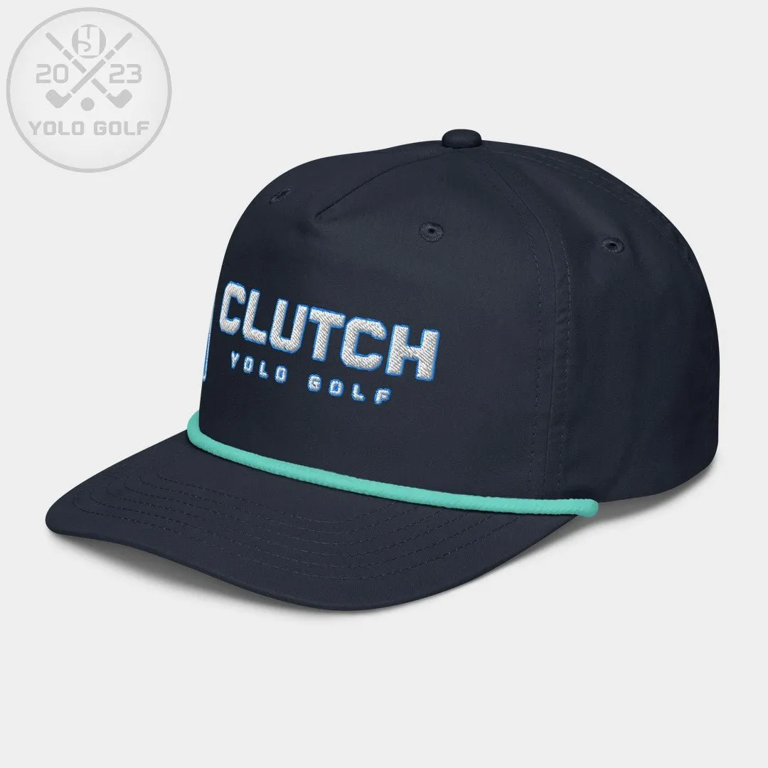 "Clutch" Golf Rope Cap (White Teal Embroidery)