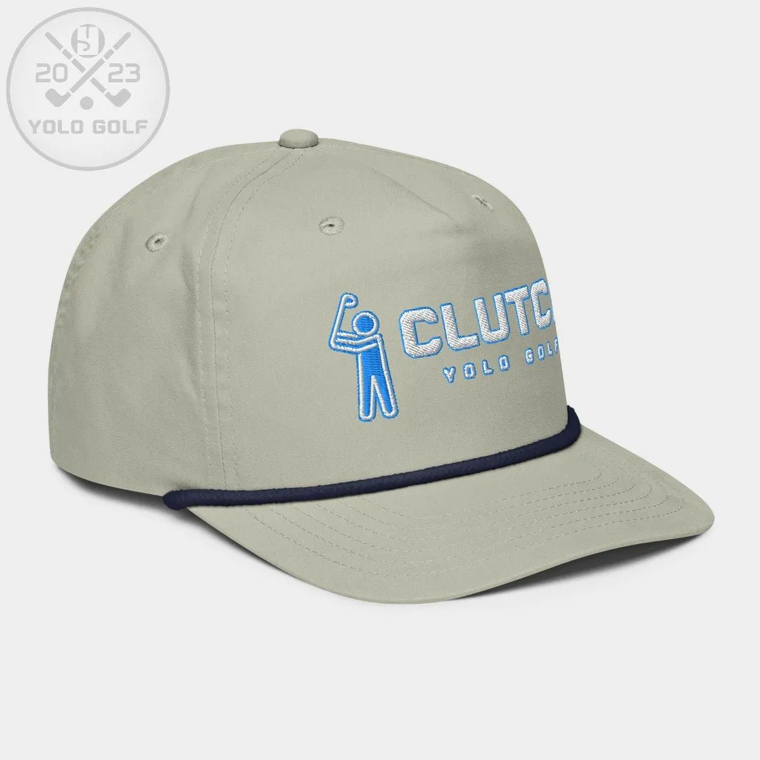 "Clutch" Golf Rope Cap (White Teal Embroidery)