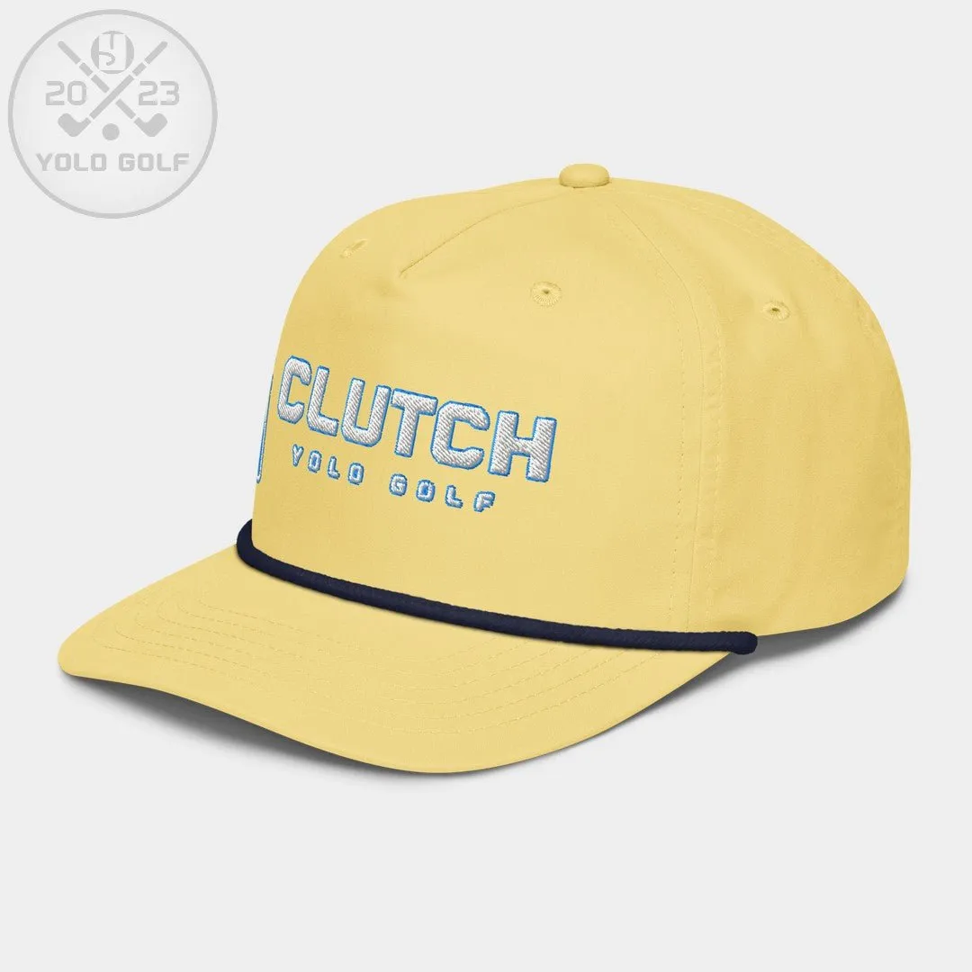 "Clutch" Golf Rope Cap (White Teal Embroidery)