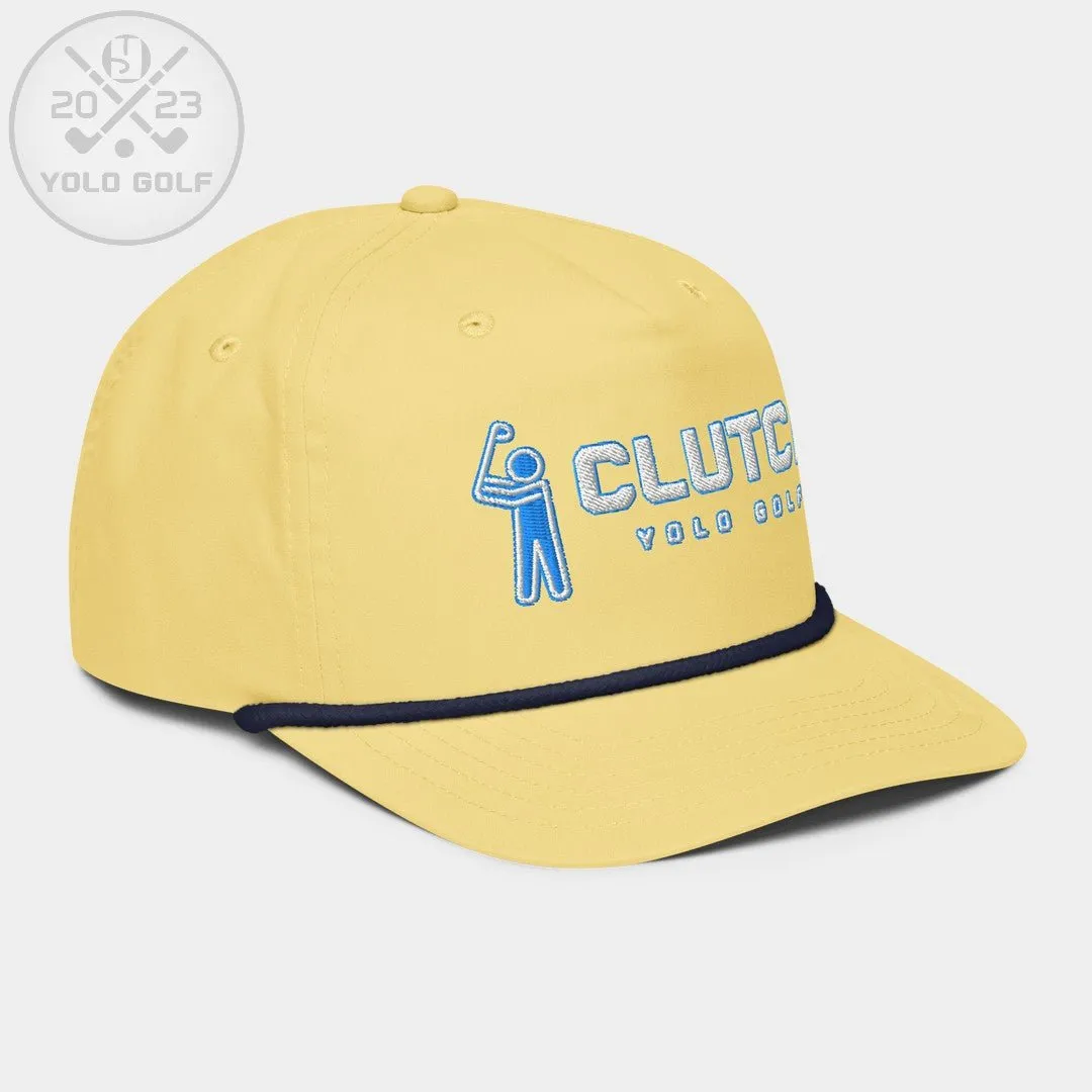 "Clutch" Golf Rope Cap (White Teal Embroidery)