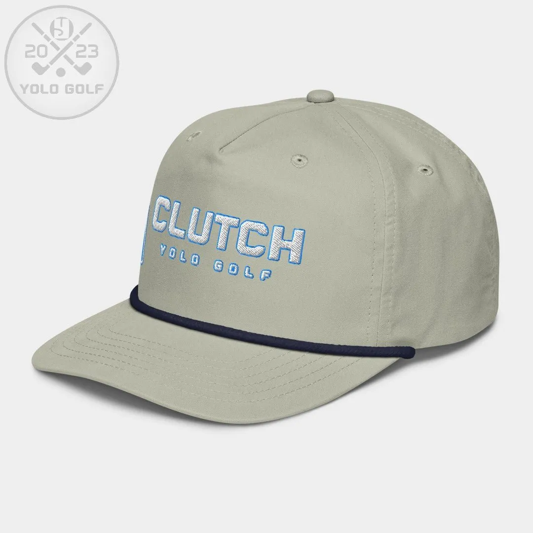 "Clutch" Golf Rope Cap (White Teal Embroidery)
