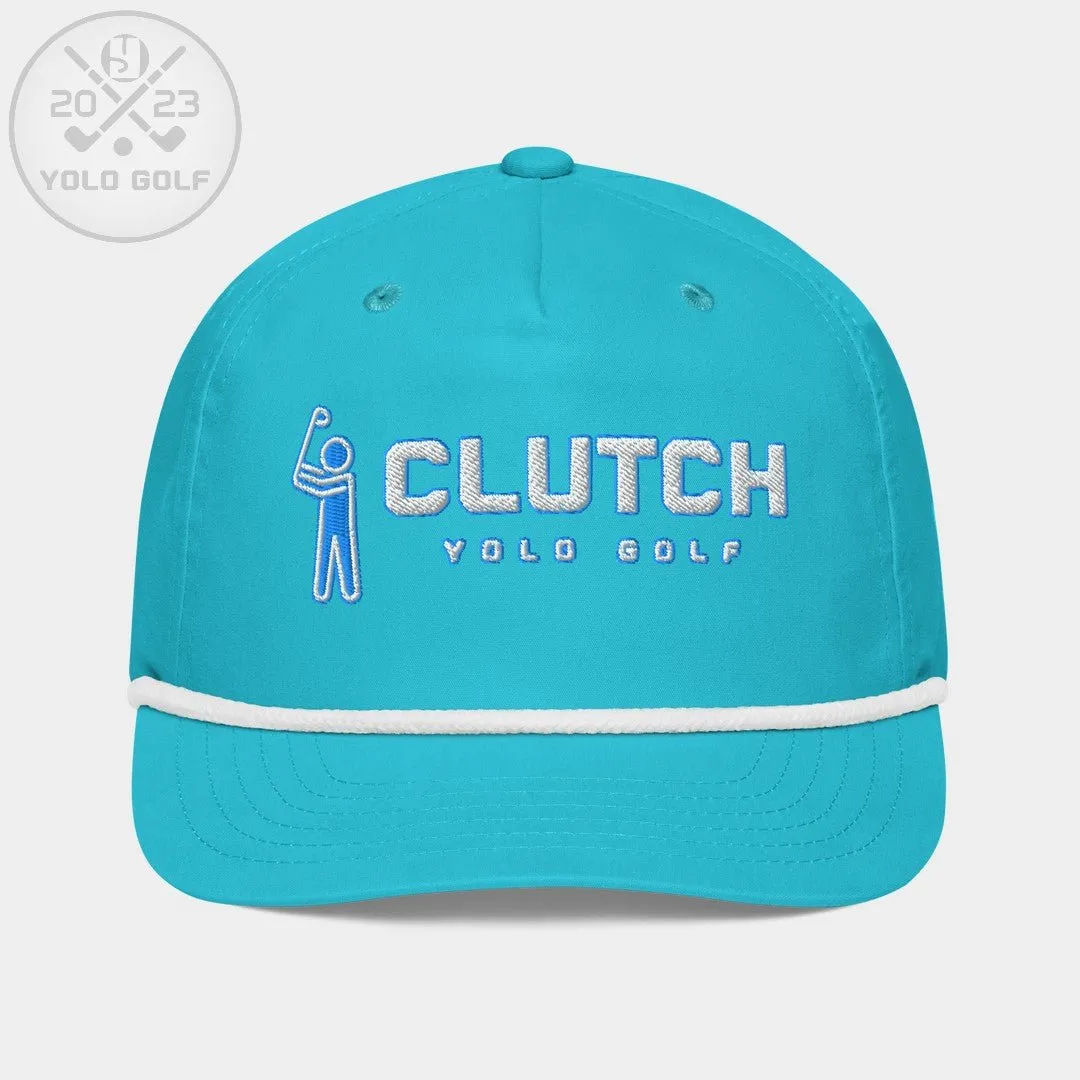 "Clutch" Golf Rope Cap (White Teal Embroidery)