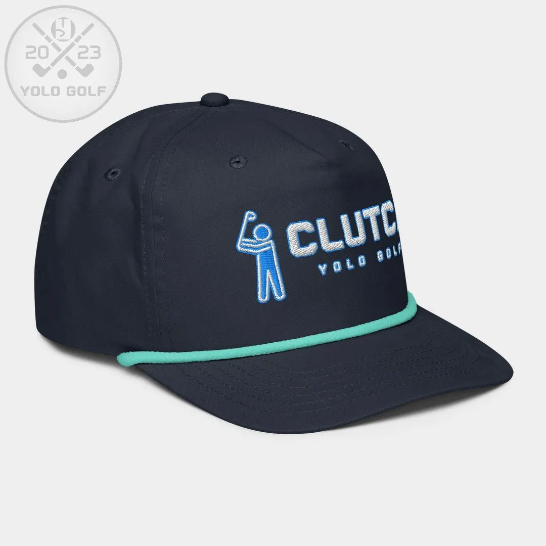 "Clutch" Golf Rope Cap (White Teal Embroidery)