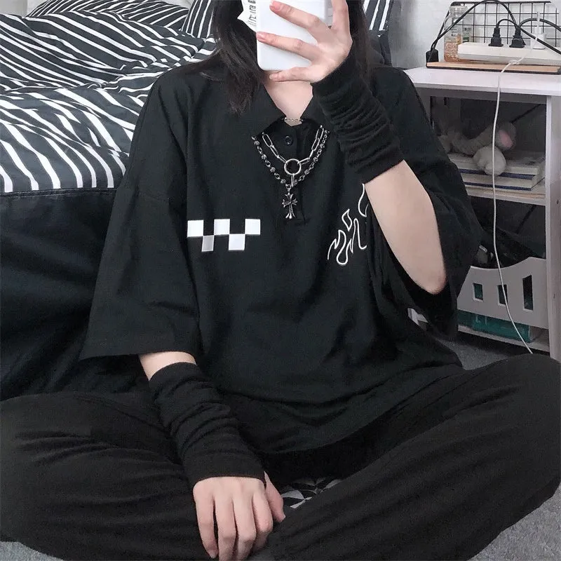 "DARK FLAME CHECKERS" T-SHIRT D052204