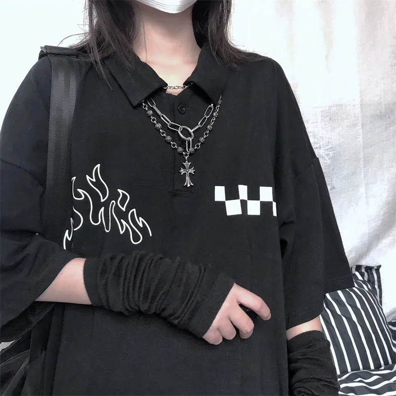 "DARK FLAME CHECKERS" T-SHIRT D052204