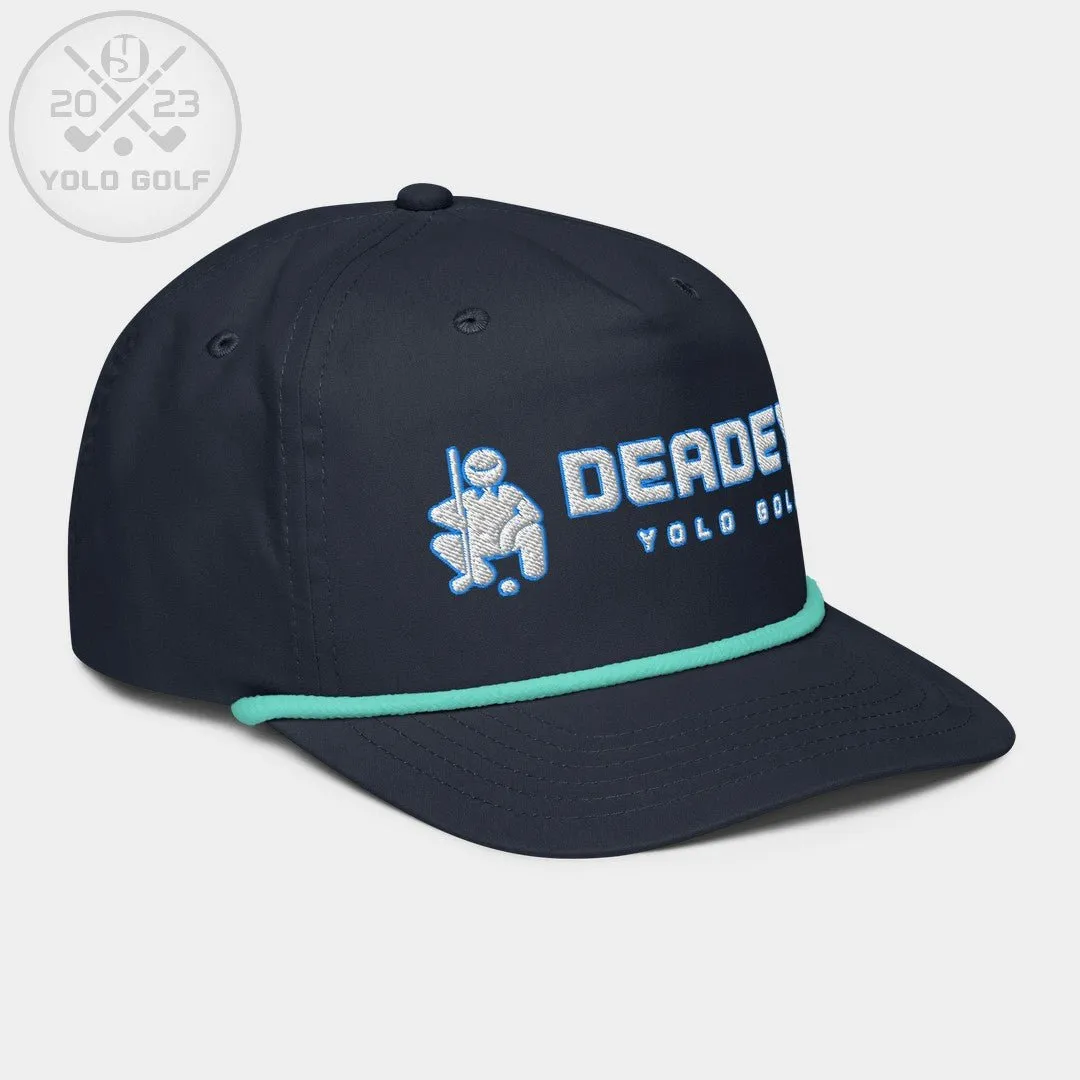"Deadeye" Golf Rope Cap (White Teal Embroidery)