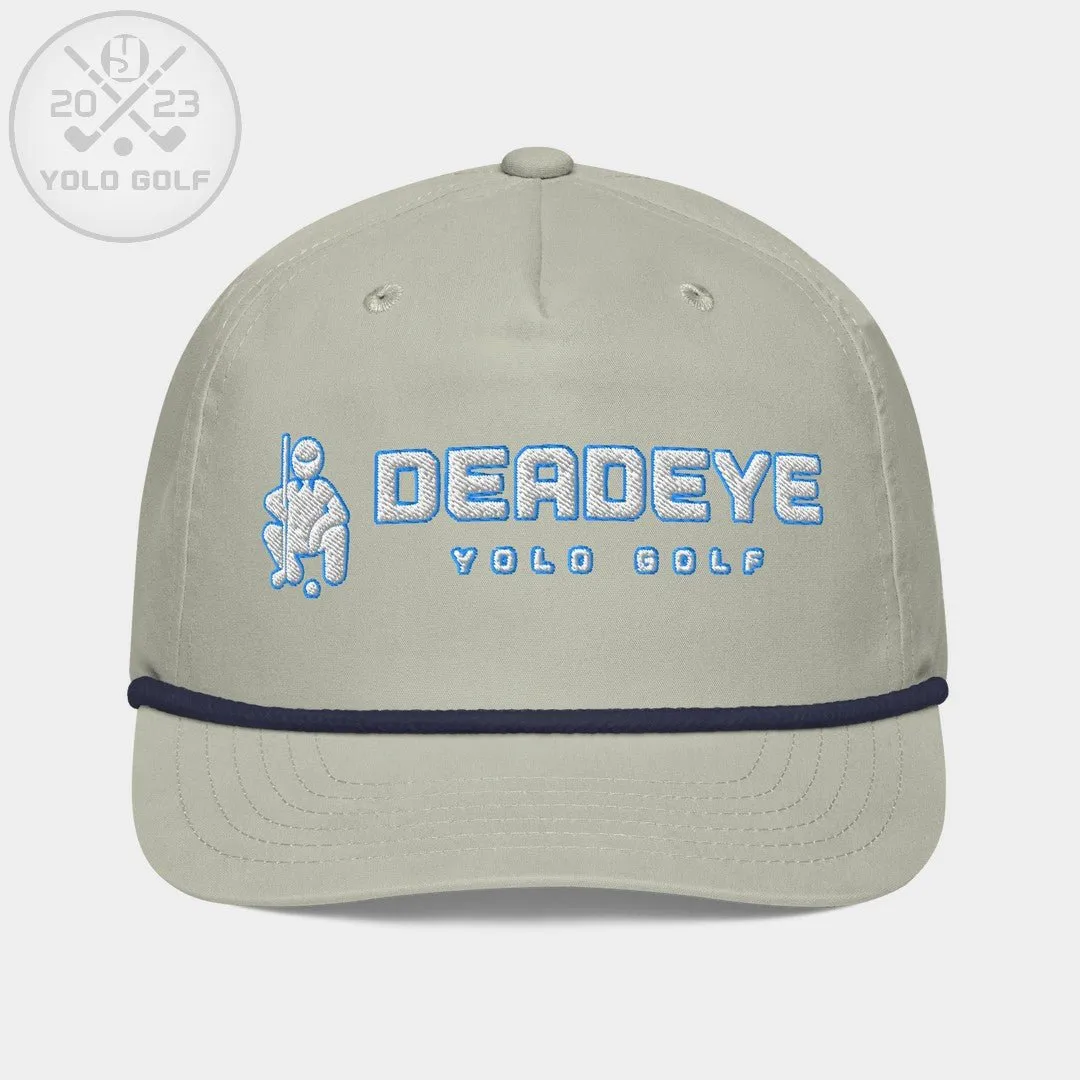 "Deadeye" Golf Rope Cap (White Teal Embroidery)