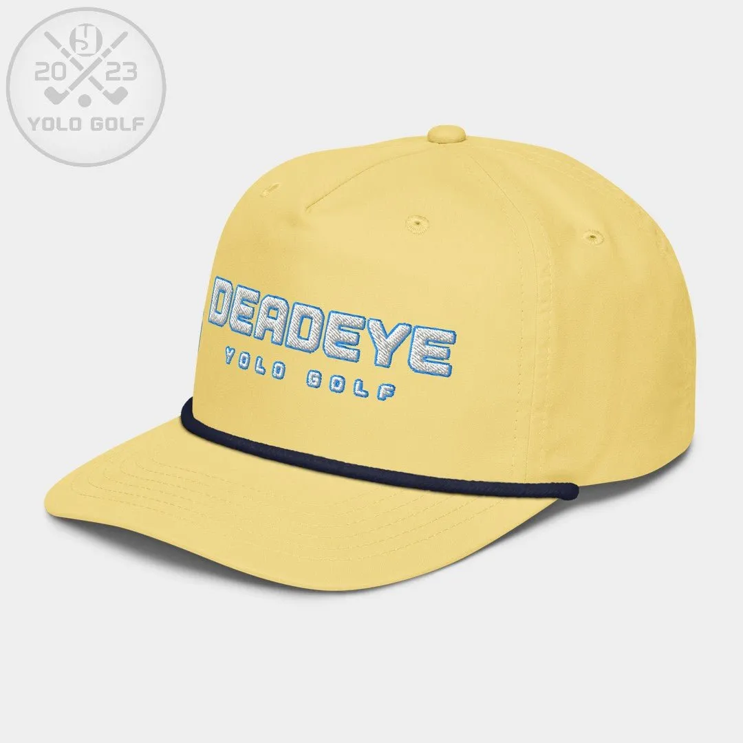 "Deadeye" Golf Rope Cap (White Teal Embroidery)