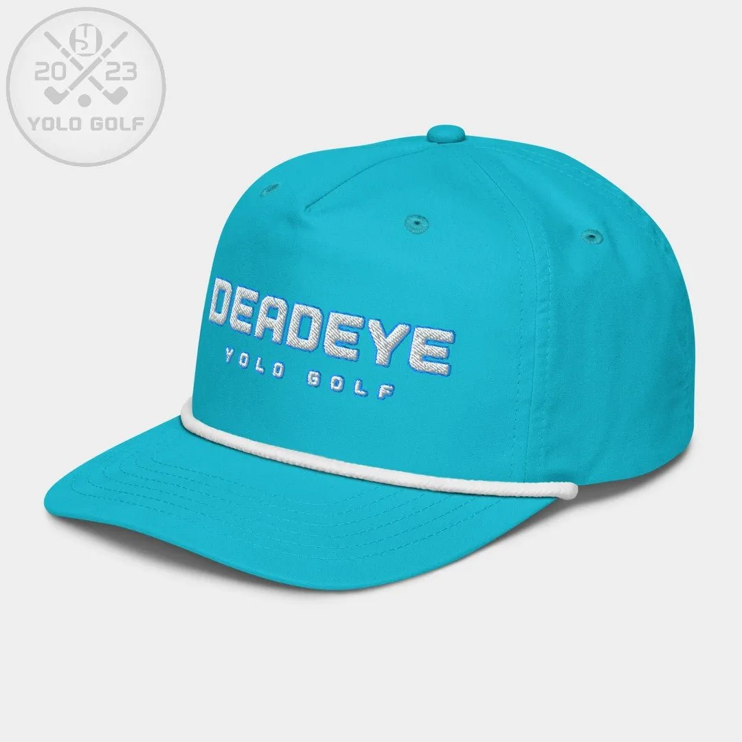 "Deadeye" Golf Rope Cap (White Teal Embroidery)