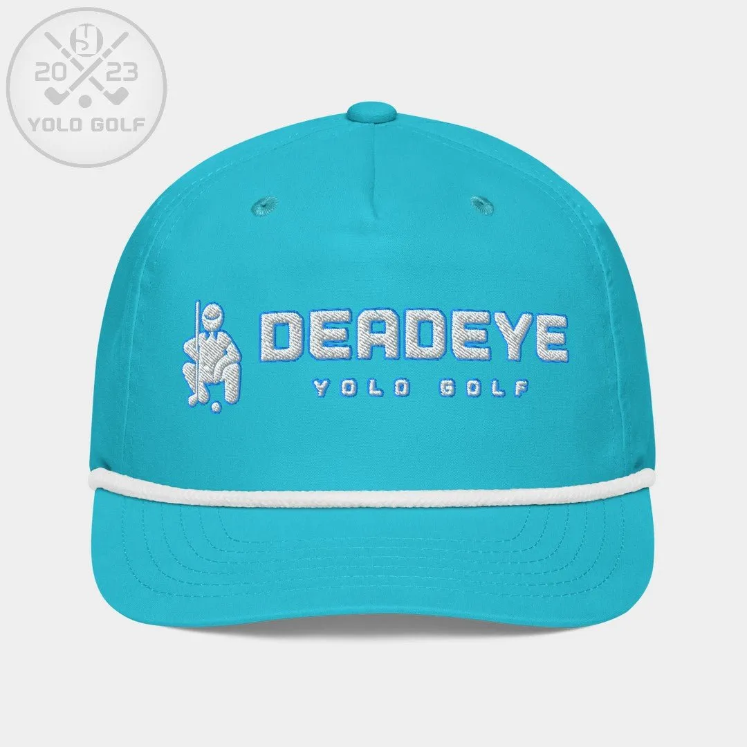 "Deadeye" Golf Rope Cap (White Teal Embroidery)