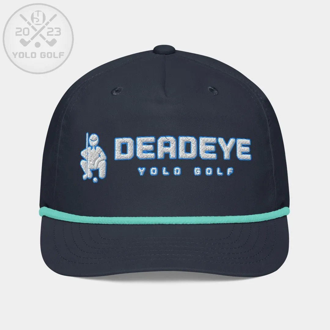 "Deadeye" Golf Rope Cap (White Teal Embroidery)
