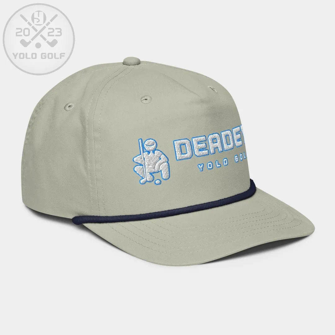 "Deadeye" Golf Rope Cap (White Teal Embroidery)