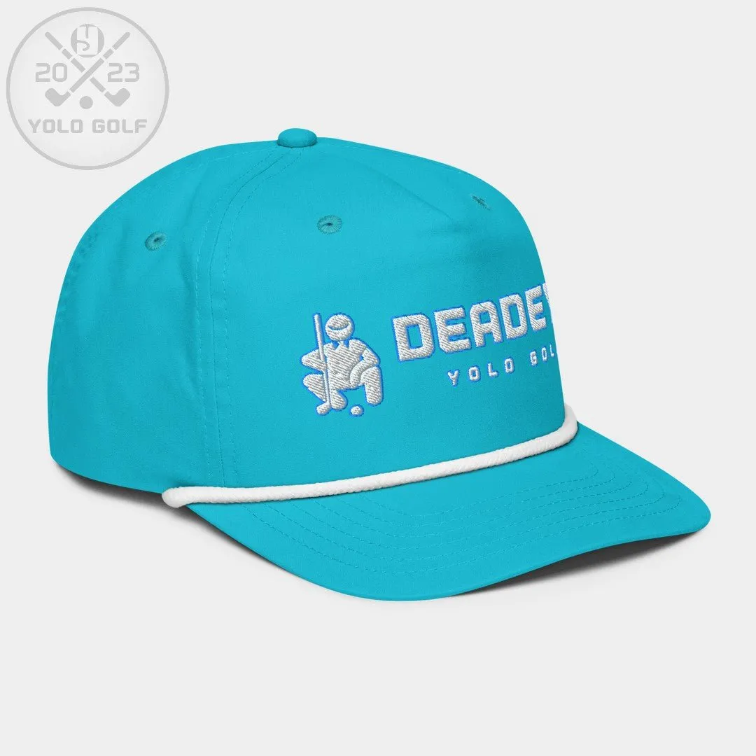 "Deadeye" Golf Rope Cap (White Teal Embroidery)