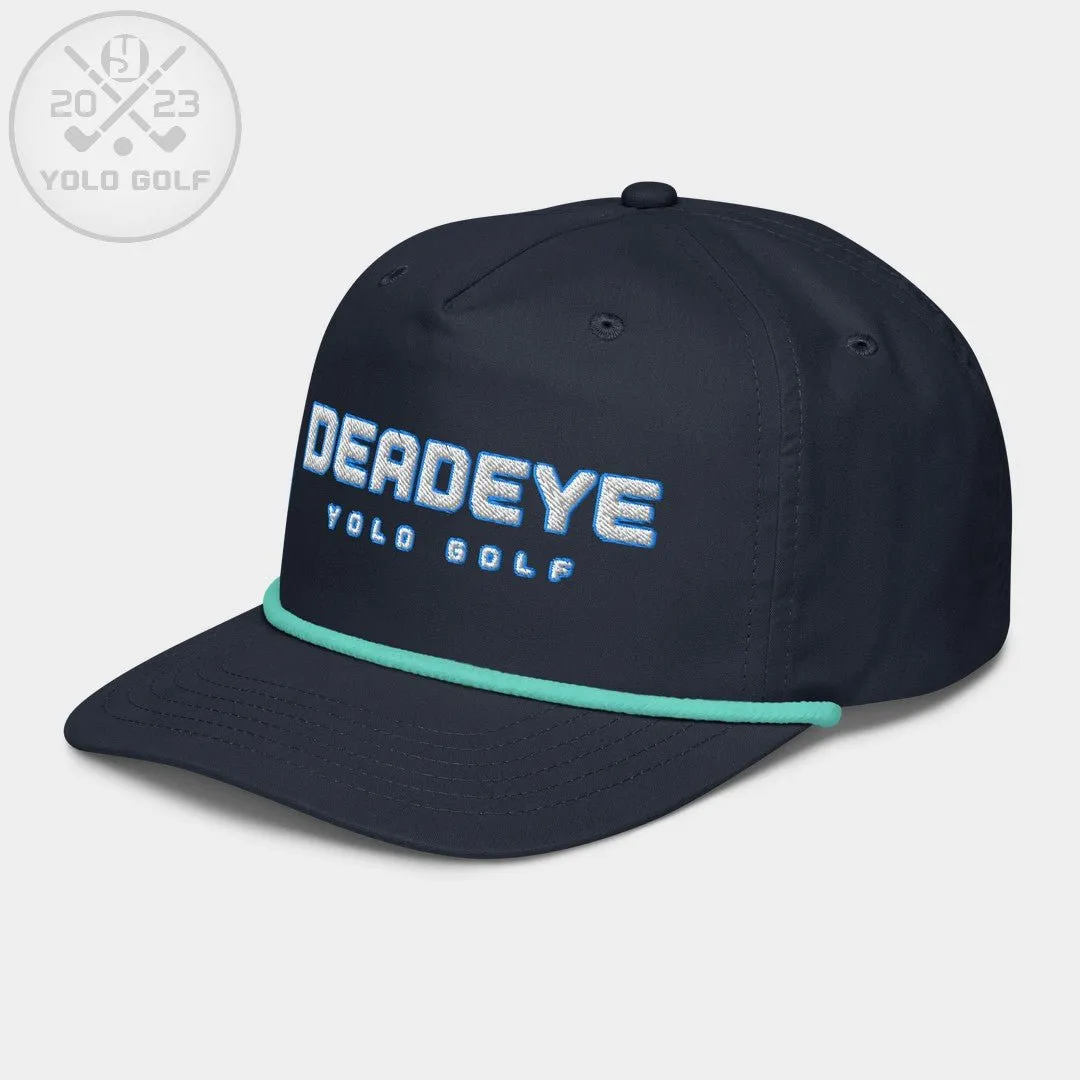 "Deadeye" Golf Rope Cap (White Teal Embroidery)