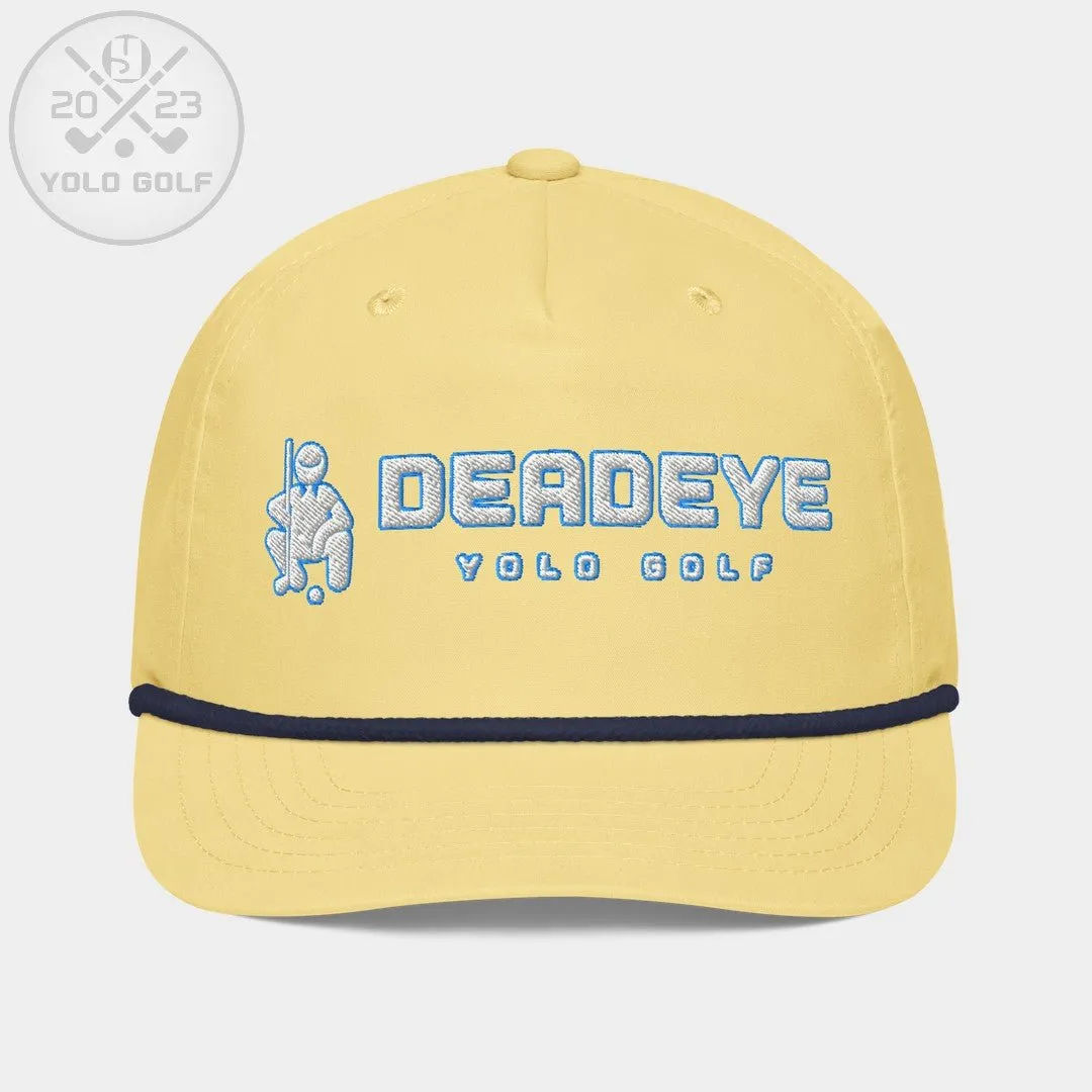 "Deadeye" Golf Rope Cap (White Teal Embroidery)