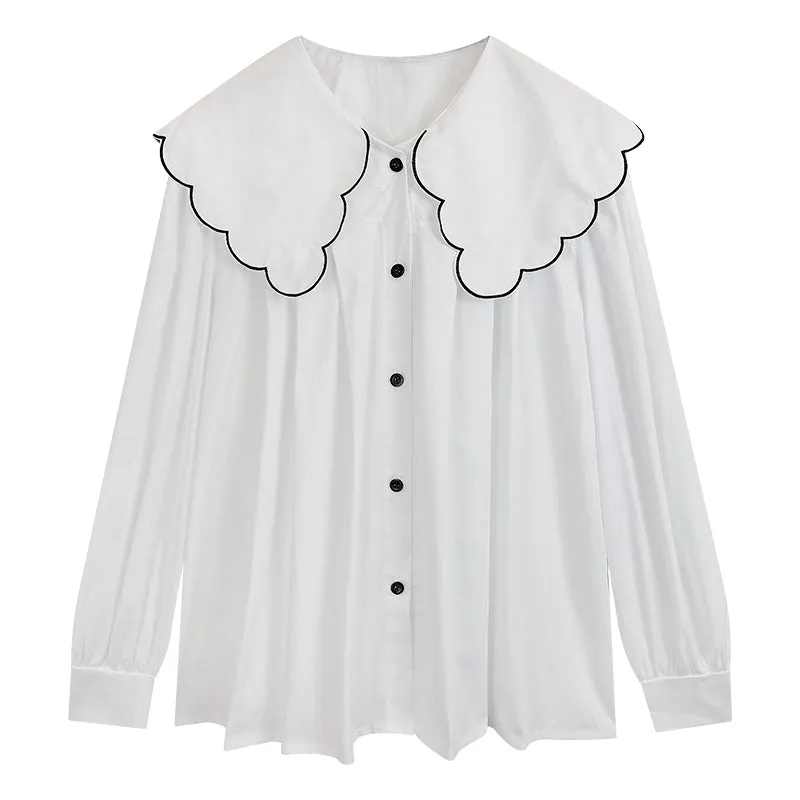 "DOLL COLLAR PLAID LONG SLEEVED" SHIRT N031607