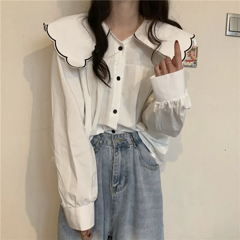"DOLL COLLAR PLAID LONG SLEEVED" SHIRT N031607