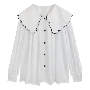 "DOLL COLLAR PLAID LONG SLEEVED" SHIRT N031607