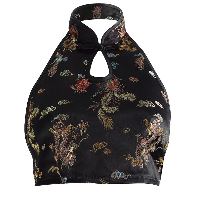 "EMBROIDERY DRAGON & CLOUD" CROP TOP W041001