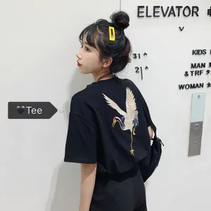 "FAIRY CRANE EMBROIDERY" T-SHIRT D052917