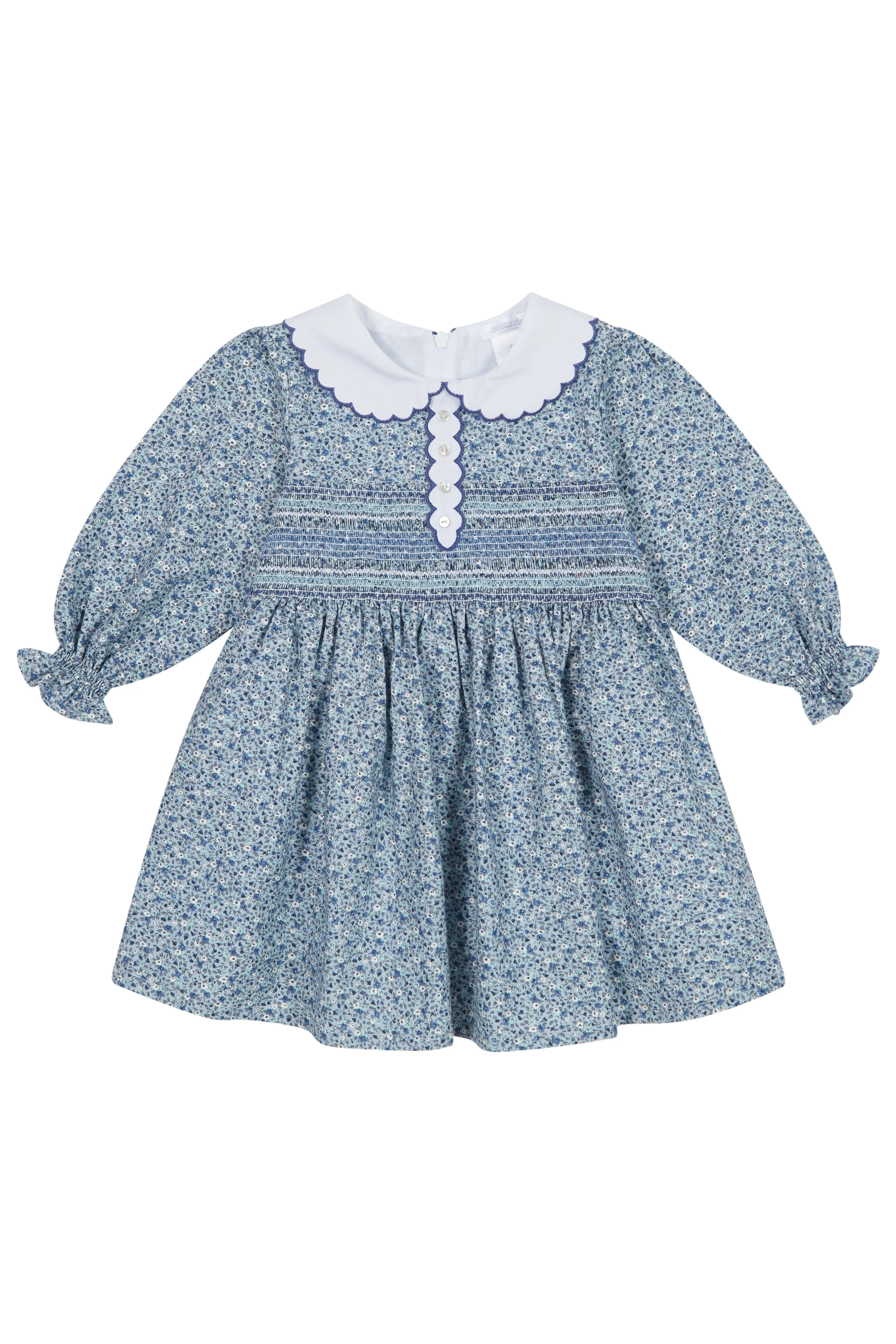 "Felicity" Dusky Blue Floral Smocked Dress