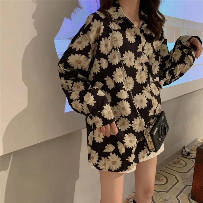 "FLOWER PRINT" LONG SLEEVE SHIRT K082102
