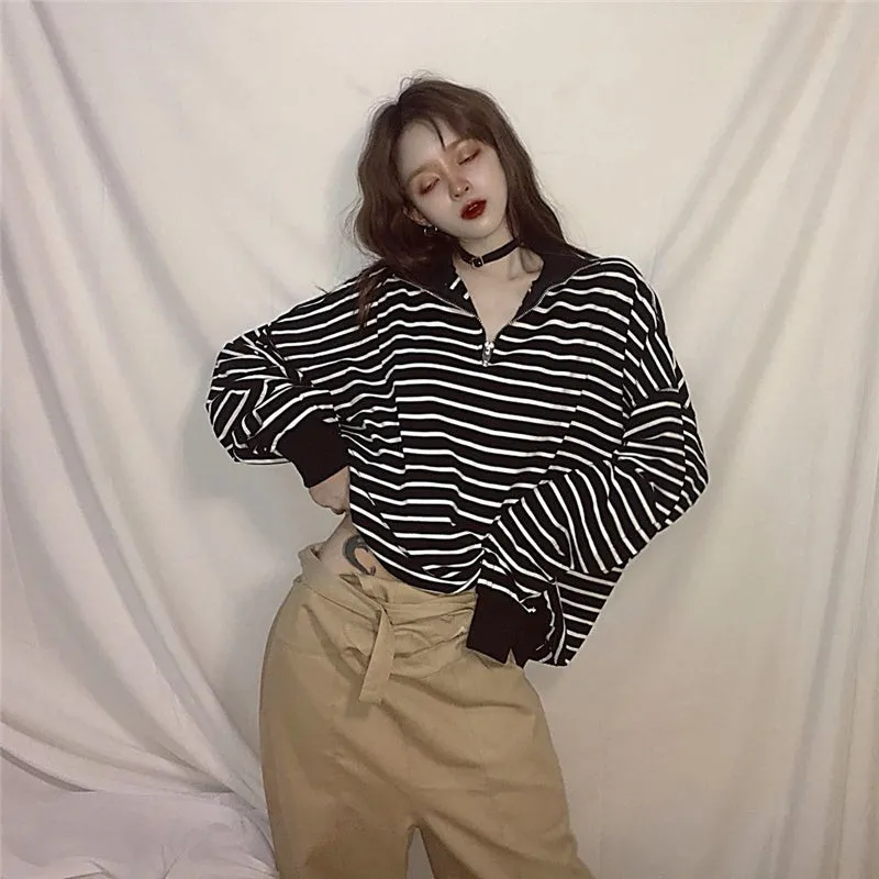 "HARAJUKU BLACK WHITE STRIPED" LONG SLEEVES K102509
