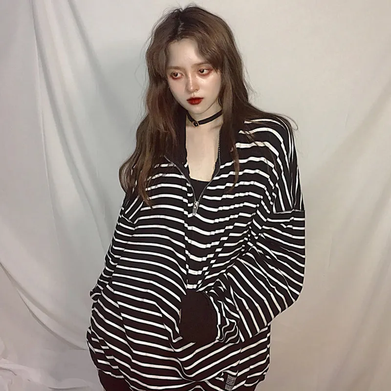 "HARAJUKU BLACK WHITE STRIPED" LONG SLEEVES K102509