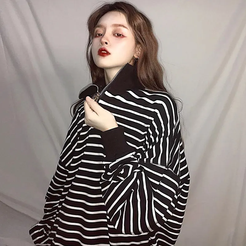"HARAJUKU BLACK WHITE STRIPED" LONG SLEEVES K102509