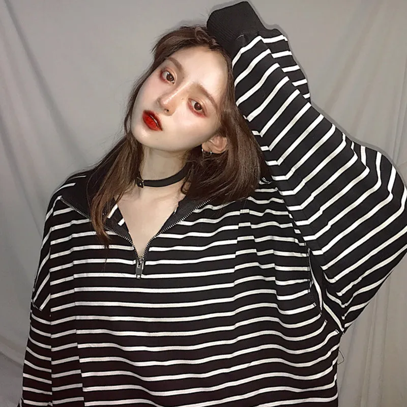 "HARAJUKU BLACK WHITE STRIPED" LONG SLEEVES K102509