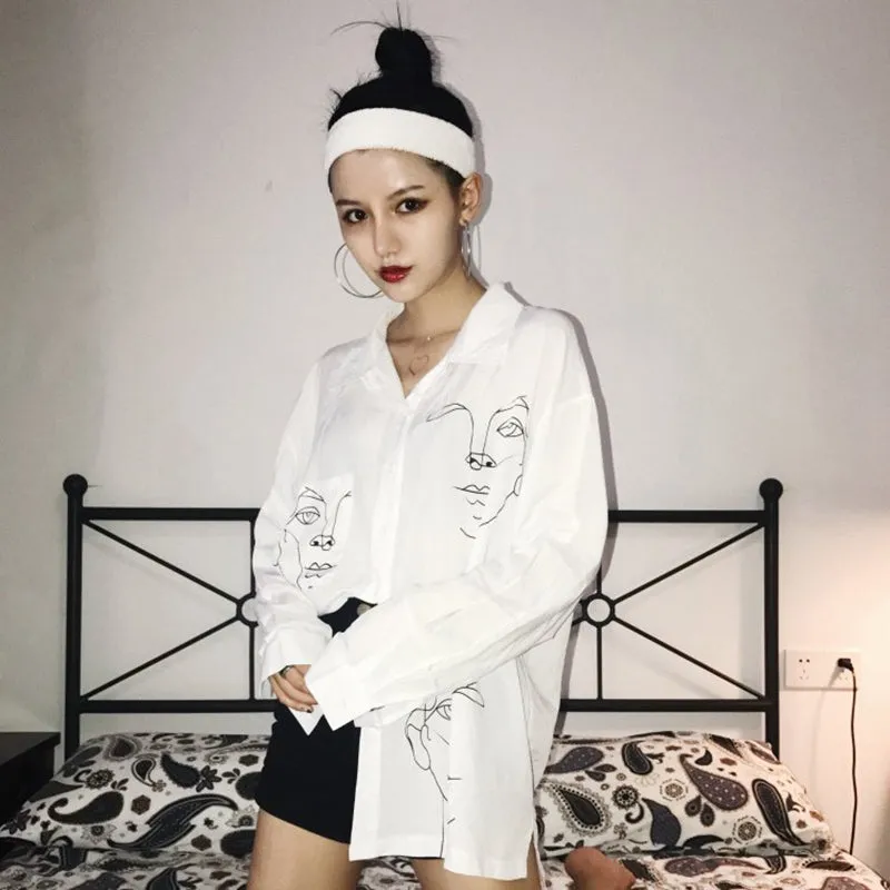 "HARAJUKU LINE FACE" SUNSCREEN SHIRT K032001
