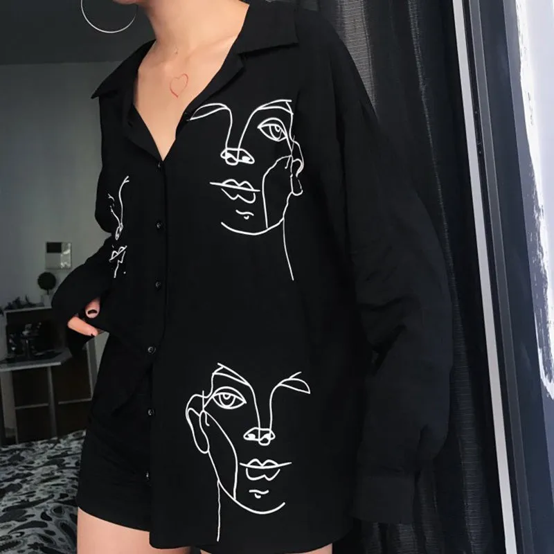 "HARAJUKU LINE FACE" SUNSCREEN SHIRT K032001