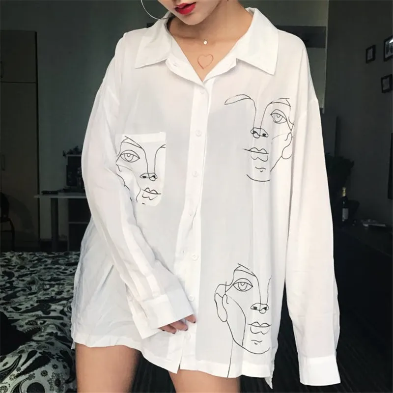 "HARAJUKU LINE FACE" SUNSCREEN SHIRT K032001