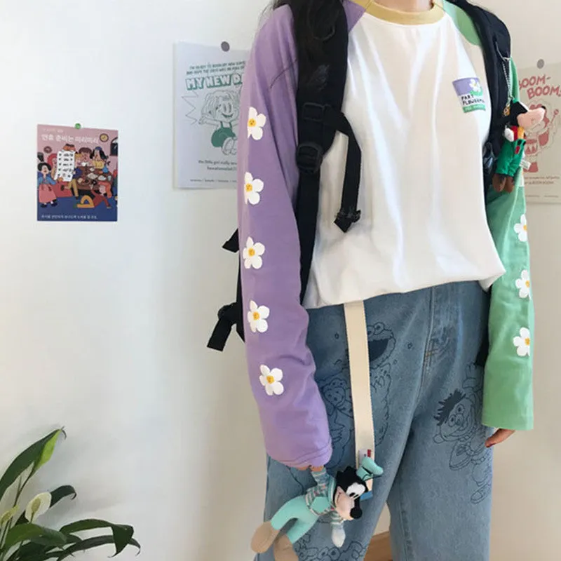 "PASTEL PURPLE GREEN FLOWER" LONG SLEEVE SHIRT K081801