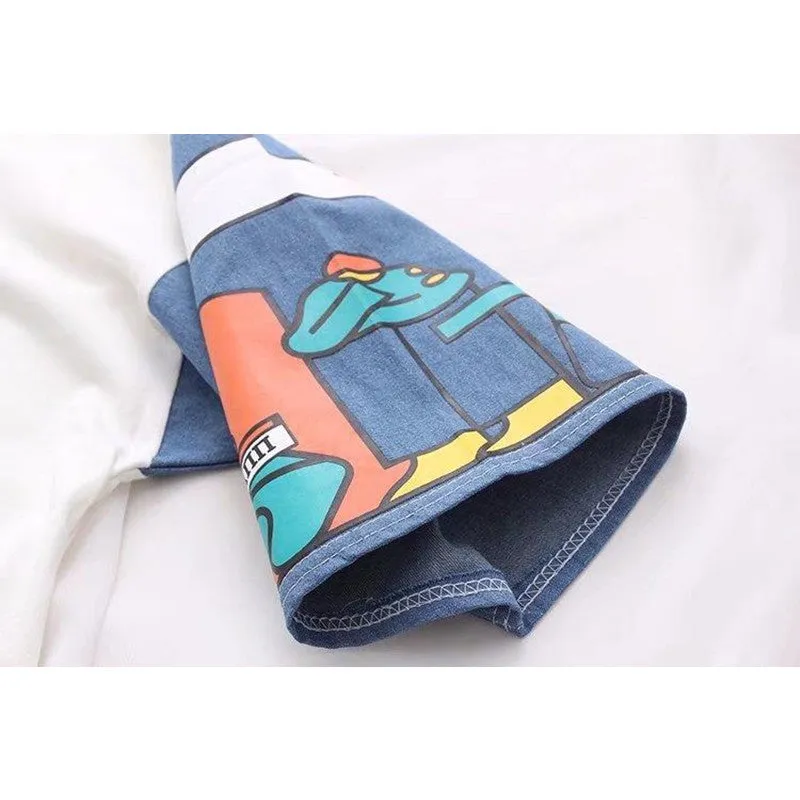 "ROUND NECK PRINT COLORBLOCK" SHORT SLEEVE Y032502