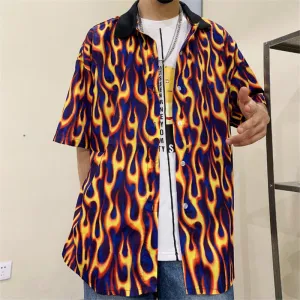 "UNISEX FLAME PRINT SHORT SLEEVE" SHIRT D051507