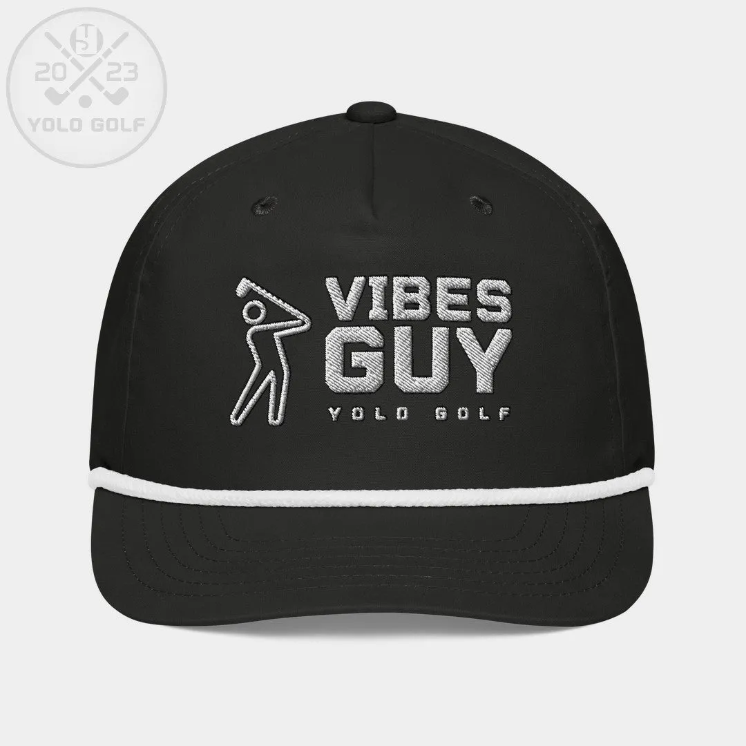 "Vibes Guy" Golf Rope Cap (Black/Silver Embroidery)