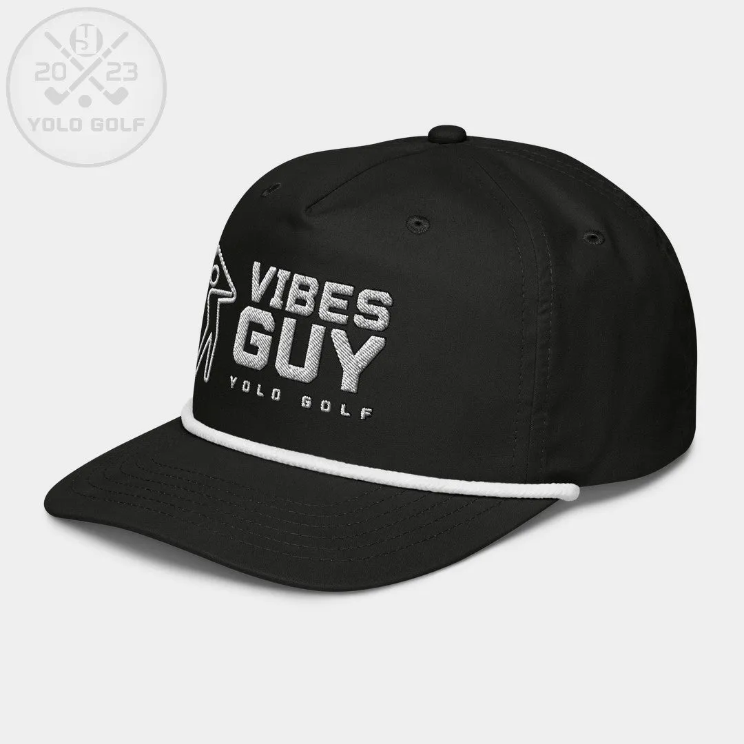 "Vibes Guy" Golf Rope Cap (Black/Silver Embroidery)