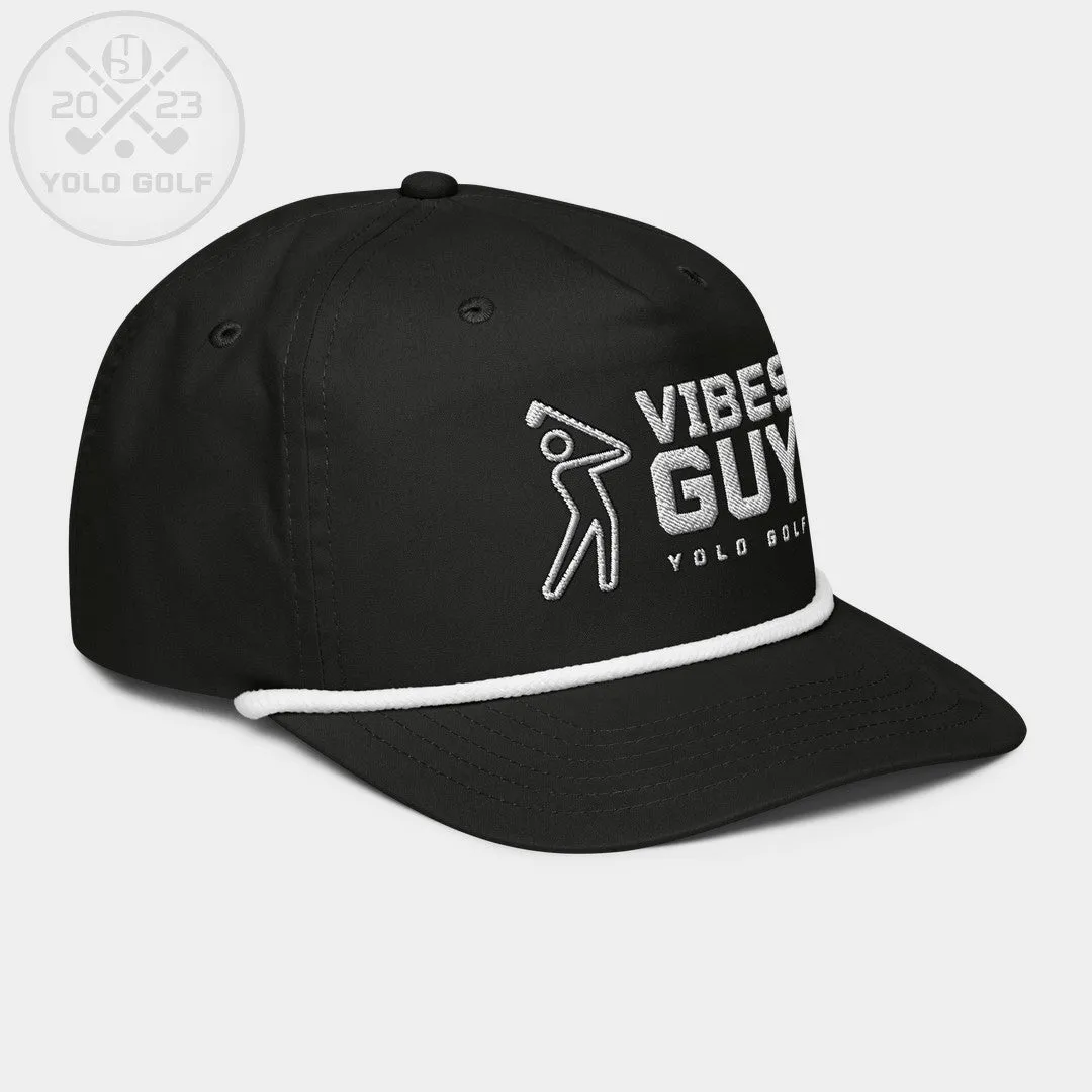 "Vibes Guy" Golf Rope Cap (Black/Silver Embroidery)