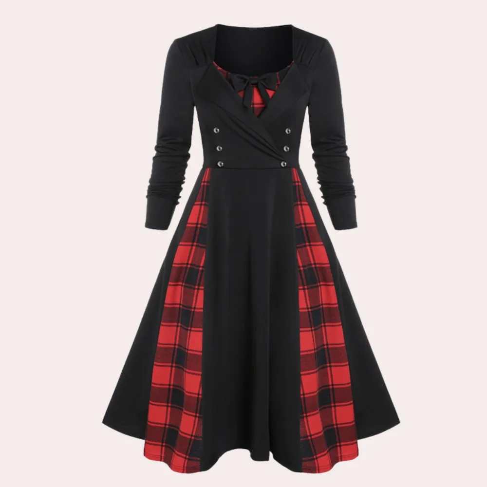 Rania - Women's dress with stylish plaid design.