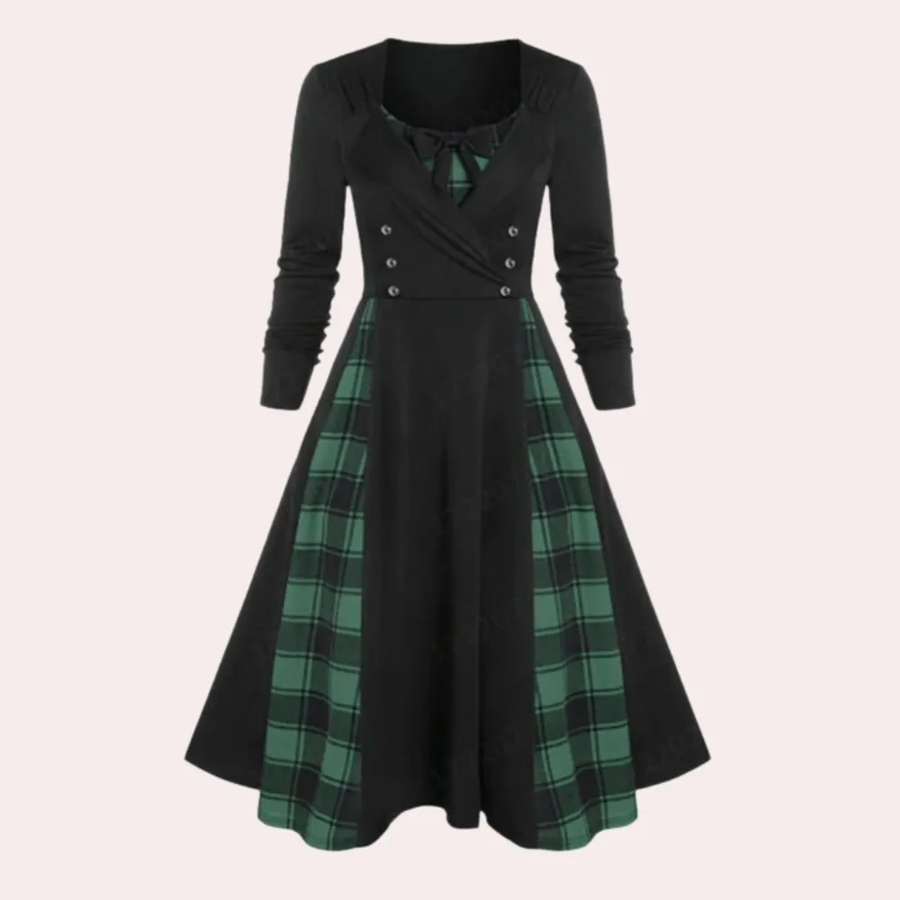 Rania - Women's dress with stylish plaid design.