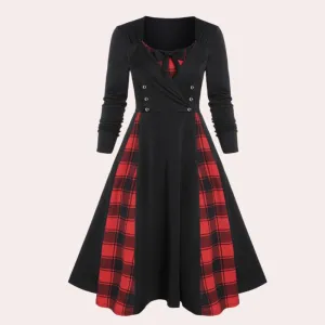 Rania - Women's dress with stylish plaid design.