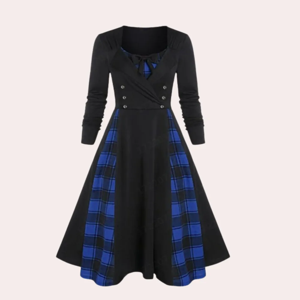 Rania - Women's dress with stylish plaid design.