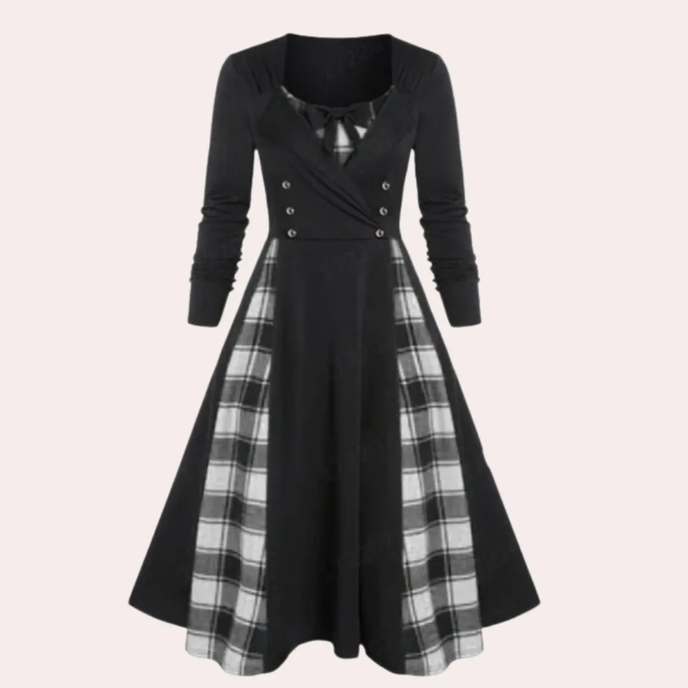 Rania - Women's dress with stylish plaid design.